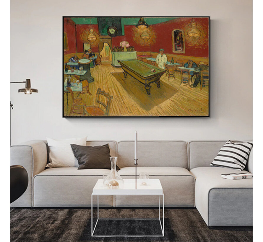Allernieuwste.nl® Canvas Schilderij Vincent Van Gogh - Het Nachtcafé - Kunst aan je Muur - postimpressionisme, expressionisme - Kleur - 60 x 80 cm