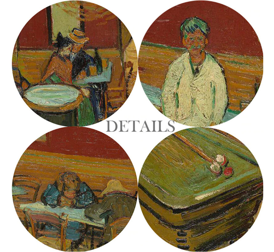 Allernieuwste.nl® Canvas Schilderij Vincent Van Gogh - Het Nachtcafé - Kunst aan je Muur - postimpressionisme, expressionisme - Kleur - 60 x 80 cm