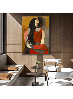 Allernieuwste.nl® Canvas Schilderij * Picasso FEMME ASSISE 1 - Seated Woman (1927) * - Kunst aan je Muur - Surrealistisch Abstract - kleur -60 x 90 cm