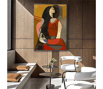 Allernieuwste.nl® Canvas Schilderij * Picasso FEMME ASSISE 1 - Seated Woman (1927) * - Kunst aan je Muur - Surrealistisch Abstract - kleur -60 x 90 cm