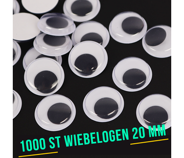 Allernieuwste.nl 1000 Stuks Wiebelogen - 20 mm - Wit Zwart
