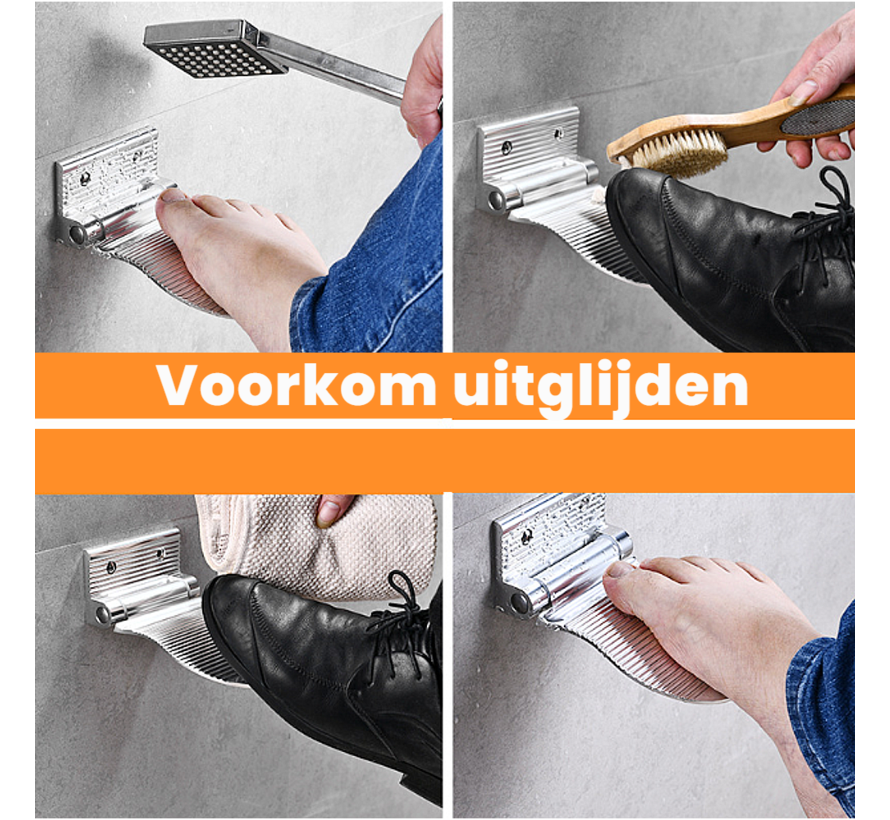 Allernieuwste.nl® Voetsteun Badkamer Douche - Opklapbare Voetpedaal Scheersteun - Aluminium Anti-Slip - 15 cm ZWART