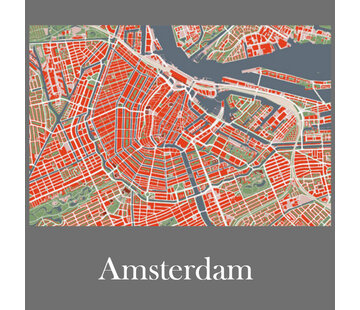 Allernieuwste.nl Canvas Schilderij Binnenstad Amsterdam Centrum - Kunst aan je Muur - Modern - kleur - 70 x 100 cm