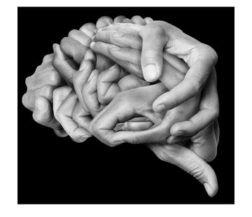 Allernieuwste.nl Canvas Schilderij Hersens van Vingers - Zwart Wit - 60 x 60 cm