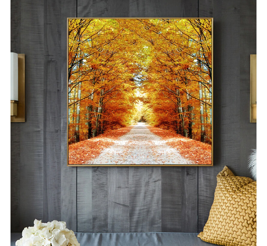 Allernieuwste.nl® Canvas Schilderij * Prachtig Herfst Bos * - Kunst aan je Muur - Romantisch Realistisch - Kleur - 60 x 60 cm