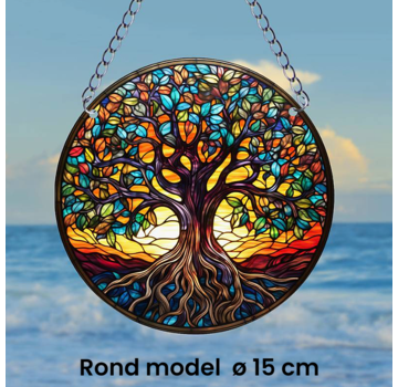 Allernieuwste.nl Ronde Raamhanger Raamdecoratie Oude Levensboom met Ketting - 15 cm