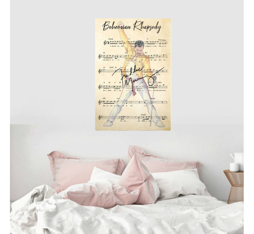 Allernieuwste.nl® Canvas Schilderij Bohemian Rhapsody Queen - Moderne Kunst aan je Muur - Kleur - 45 x 60 cm