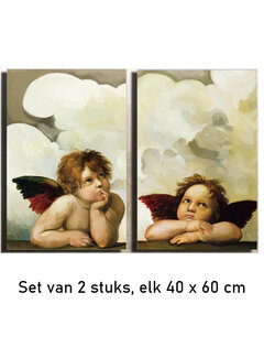 Allernieuwste.nl Canvas Schilderij 2-luik Kind Engeltjes - 2st 40 x 60 cm