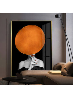 Allernieuwste.nl Canvas Schilderij Dame met enorme Hoed - 50 x 75 cm