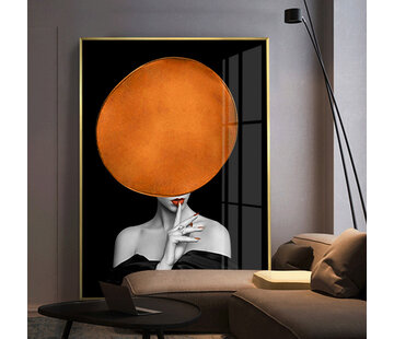 Allernieuwste.nl Canvas Schilderij Dame met enorme Hoed - 50 x 75 cm