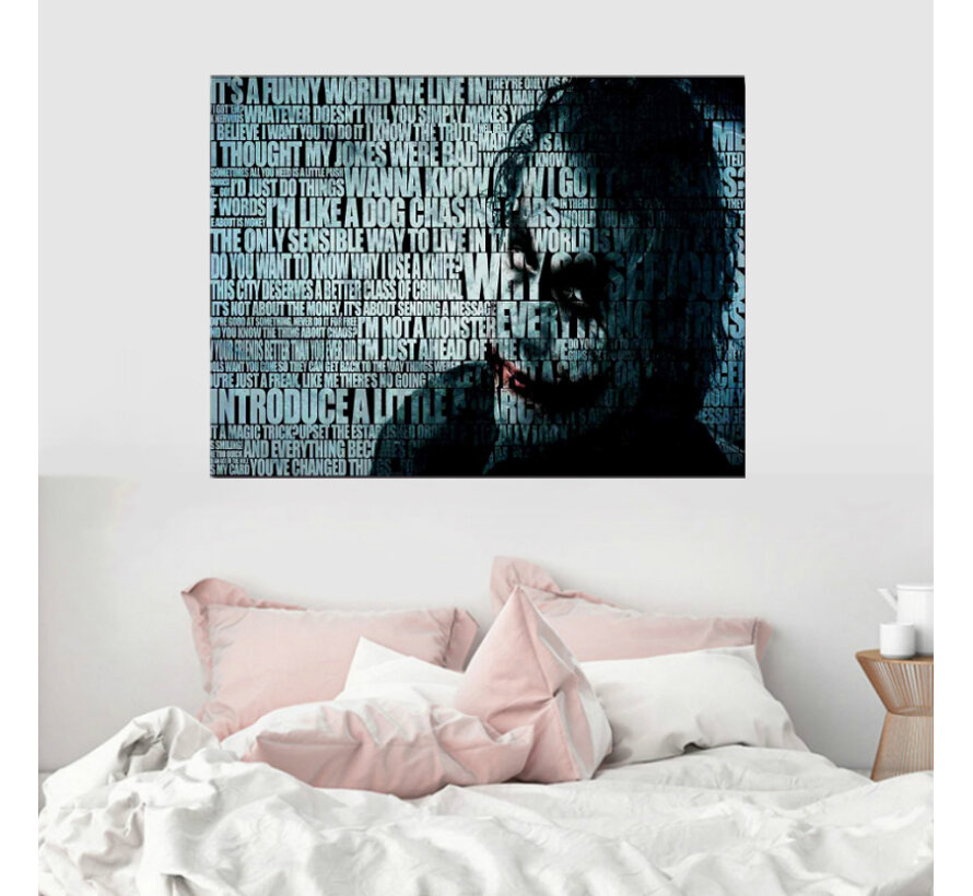 Allernieuwste.nl® Canvas Schilderij De Joker 2019 - Kunst aan je Muur - Realistisch / Film - Kleur - 50 x 75 cm