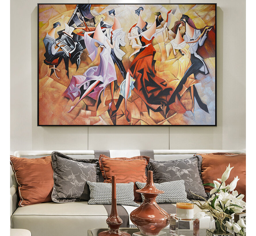 Allernieuwste.nl® Canvas Schilderij Abstracte Sexy Carnaval Party - Moderne Kunst aan je Muur - Groot Formaat - Kleur - 50 x 70 cm