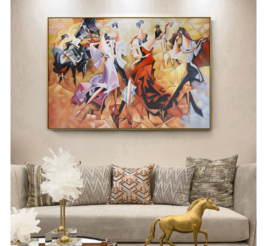 Allernieuwste.nl® Canvas Schilderij Abstracte Sexy Carnaval Party - Moderne Kunst aan je Muur - Groot Formaat - Kleur - 50 x 70 cm