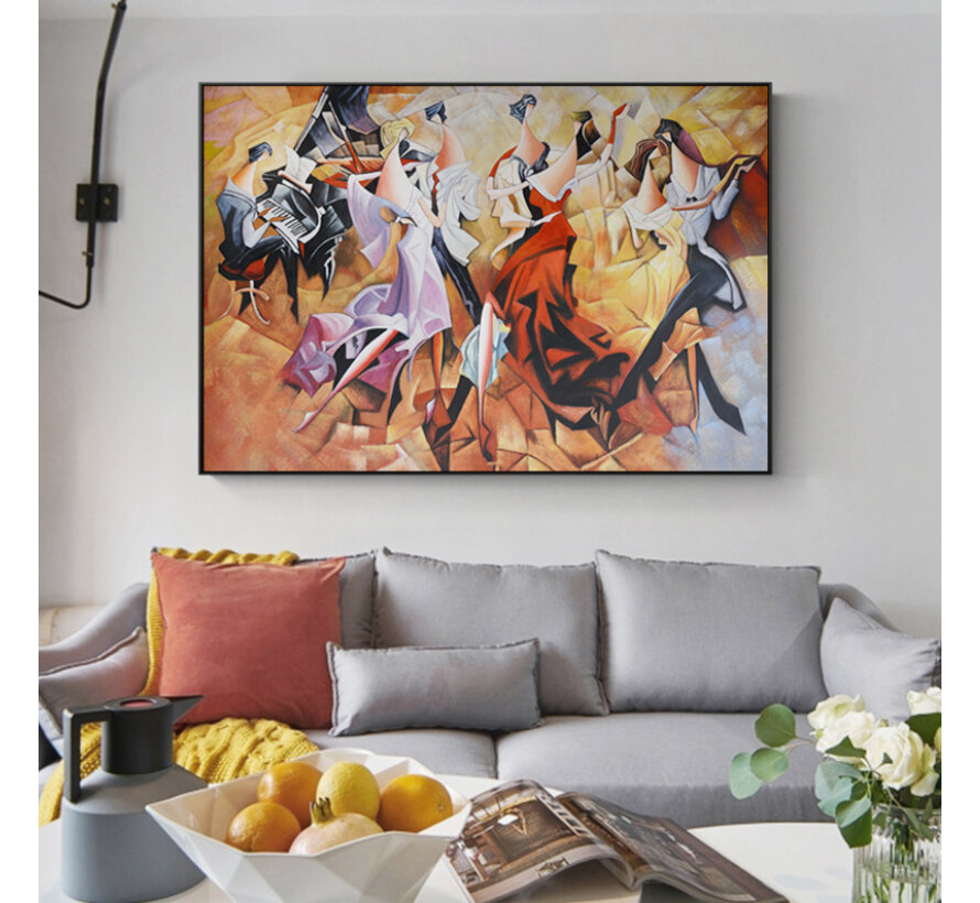 Allernieuwste.nl® Canvas Schilderij Abstracte Sexy Carnaval Party - Moderne Kunst aan je Muur - Groot Formaat - Kleur - 50 x 70 cm