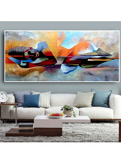 Allernieuwste.nl Canvas Schilderij Moderne Boeddha Buddha - 60 x 120 cm