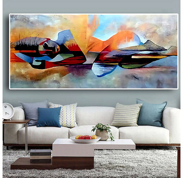 Allernieuwste.nl Canvas Schilderij Moderne Boeddha Buddha - 60 x 120 cm