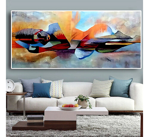 Allernieuwste.nl Allernieuwste.nl® Canvas Schilderij Moderne Boeddha Buddha - Kunst aan je Muur - Modern - Kleur - 60 x 120 cm