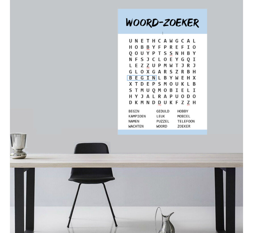 Allernieuwste.nl® Canvas Schilderij Wachtkamer Woordzoeker - Kunst aan je Muur - Kleur - wachtruimte - 50 x 70 cm