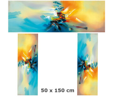 Allernieuwste.nl Canvas Schilderij KLEUR EXPLOSIE A - 50 x 150 cm
