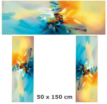 Allernieuwste.nl Canvas Schilderij KLEUR EXPLOSIE A - 50 x 150 cm