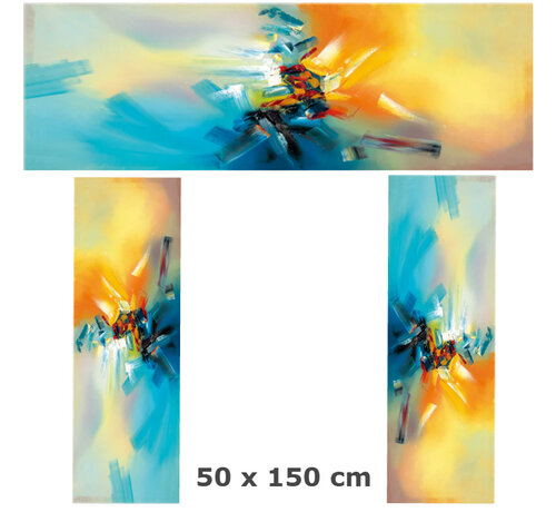 Allernieuwste.nl Allernieuwste.nl® Canvas Schilderij KLEUR EXPLOSIE A - Kunst aan je Muur - Groot XL Schilderij - Modern - Kleur - 50 x 150 cm