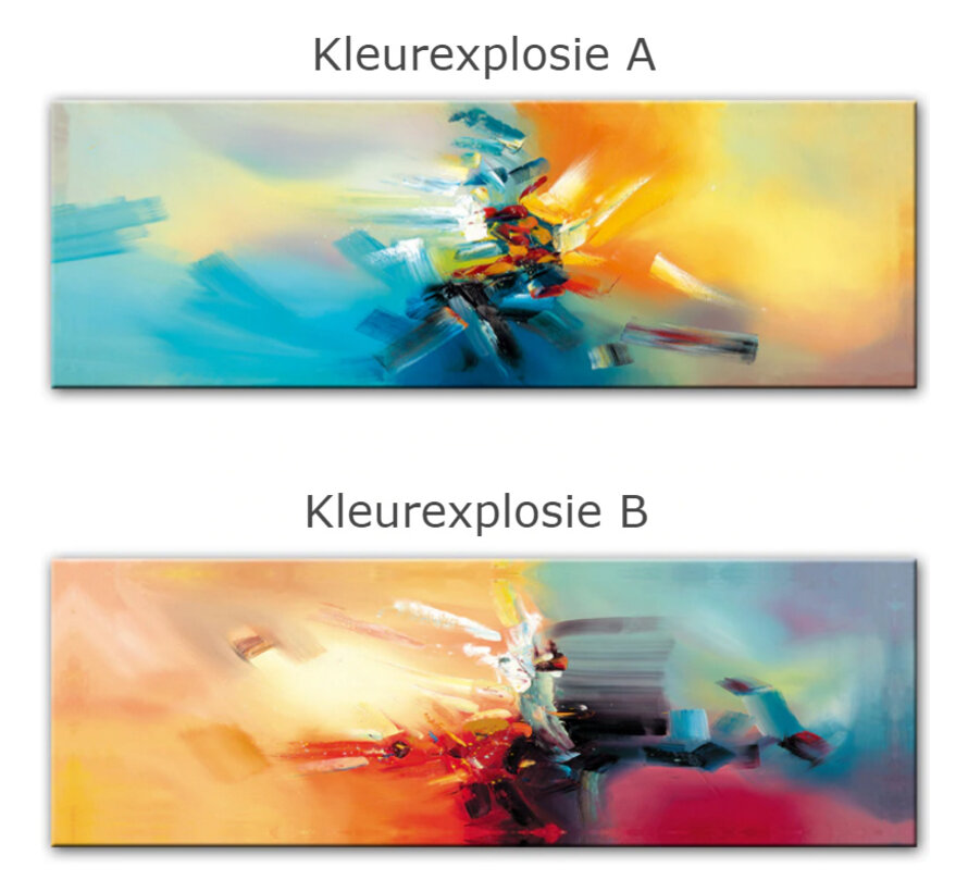 Allernieuwste.nl® Canvas Schilderij KLEUR EXPLOSIE A - Kunst aan je Muur - Groot XL Schilderij - Modern - Kleur - 50 x 150 cm