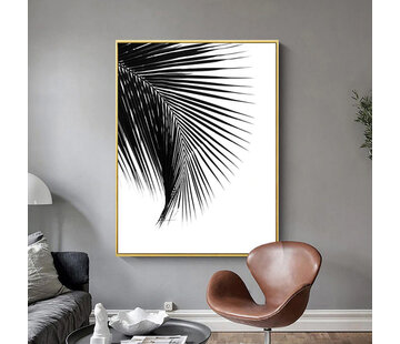 Allernieuwste.nl Canvas Schilderij Palm Tak Zwart-Wit - 50 x 70 cm