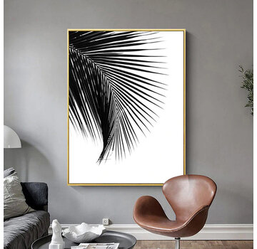 Allernieuwste.nl Canvas Schilderij Palm Tak Zwart-Wit - 50 x 70 cm