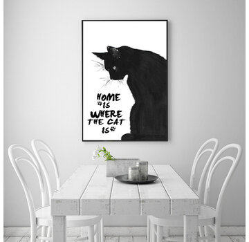 Allernieuwste.nl Canvas Schilderij Home is where The Cat is - 50 x 75 cm