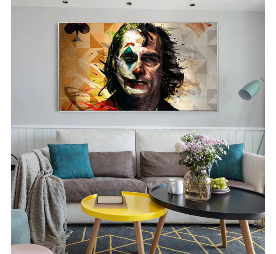 Allernieuwste.nl® Canvas Schilderij Joker 2019 Movie - Kunst aan je Muur - Modern Realistisch / Film - Kleur - 60 x 110 cm