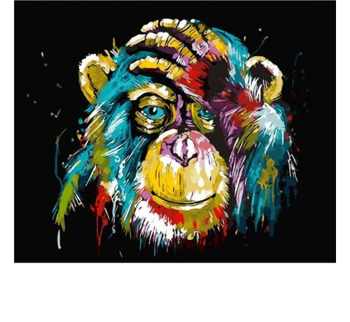 Allernieuwste.nl Allernieuwste.nl® Canvas Schilderij Grafitti Aap Oerang Oetang - Kunst aan je Muur - Kleur - Modern Graffiti - 70 x 100 cm