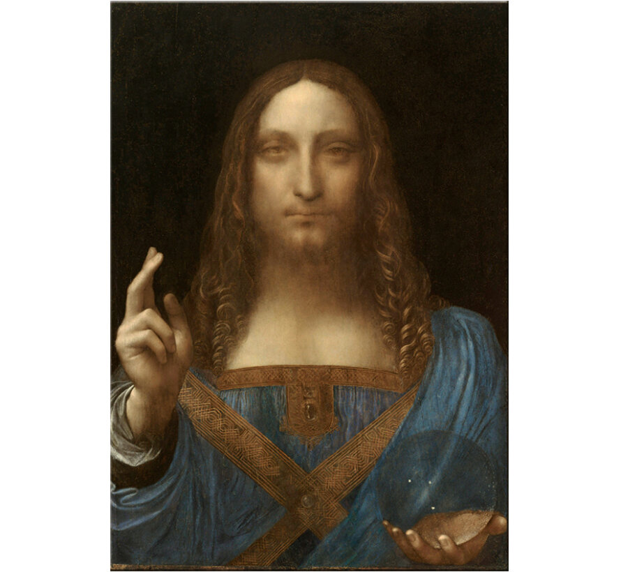 Allernieuwste.nl® Canvas Schilderij Leonardo Da Vinci Salvator Mundi - Duurste schilderij ooit - Kleur - 50 x 75 cm