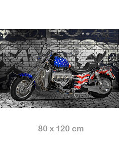 Allernieuwste.nl Canvas Schilderij American Motorbike Flag - 80 x 120 cm