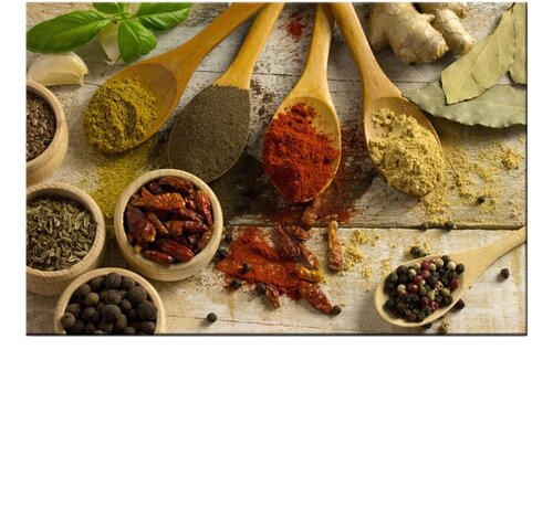 Allernieuwste.nl Allernieuwste.nl® Canvas Schilderij Keuken Kruiden en Specerijen - Kunst - Realistisch - 50 x 70 cm - Kleur
