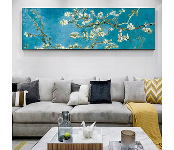 Allernieuwste.nl Canvas Schilderij Vincent Van Gogh: Almond Blossom - 50 x 150 cm