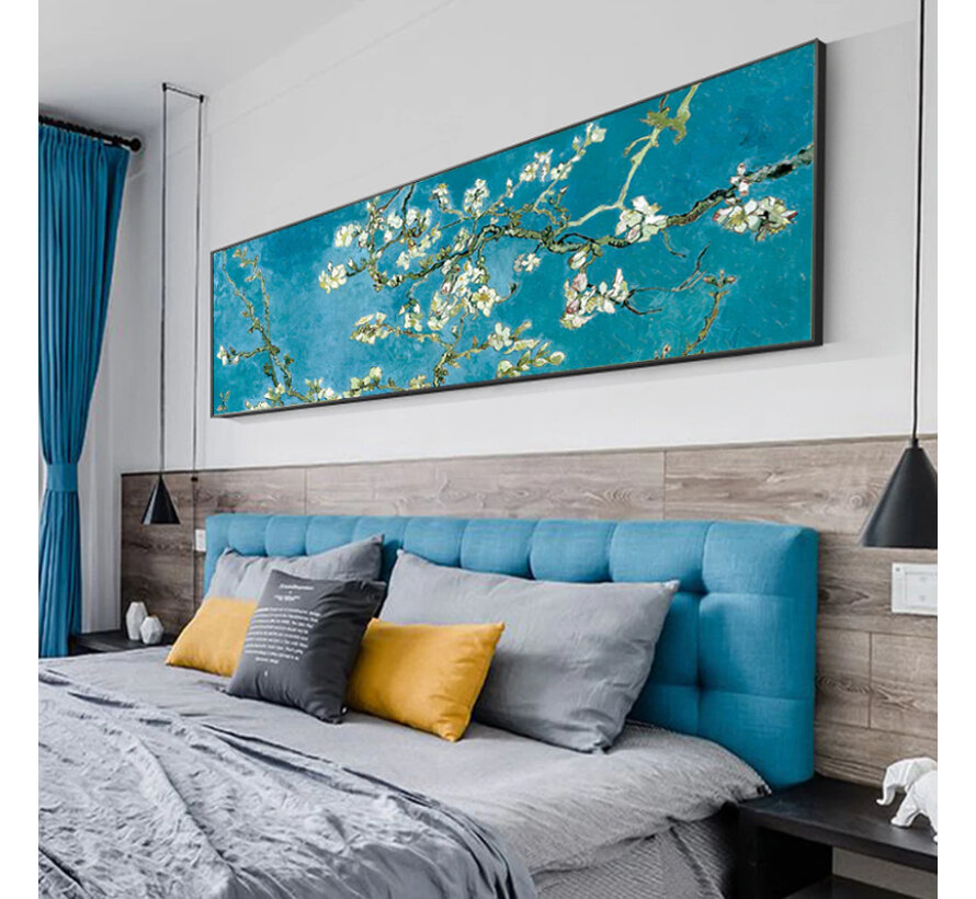 Allernieuwste.nl® Canvas Schilderij * Vincent Van Gogh: Almond Blossom * Kleur - 50 x 150 cm