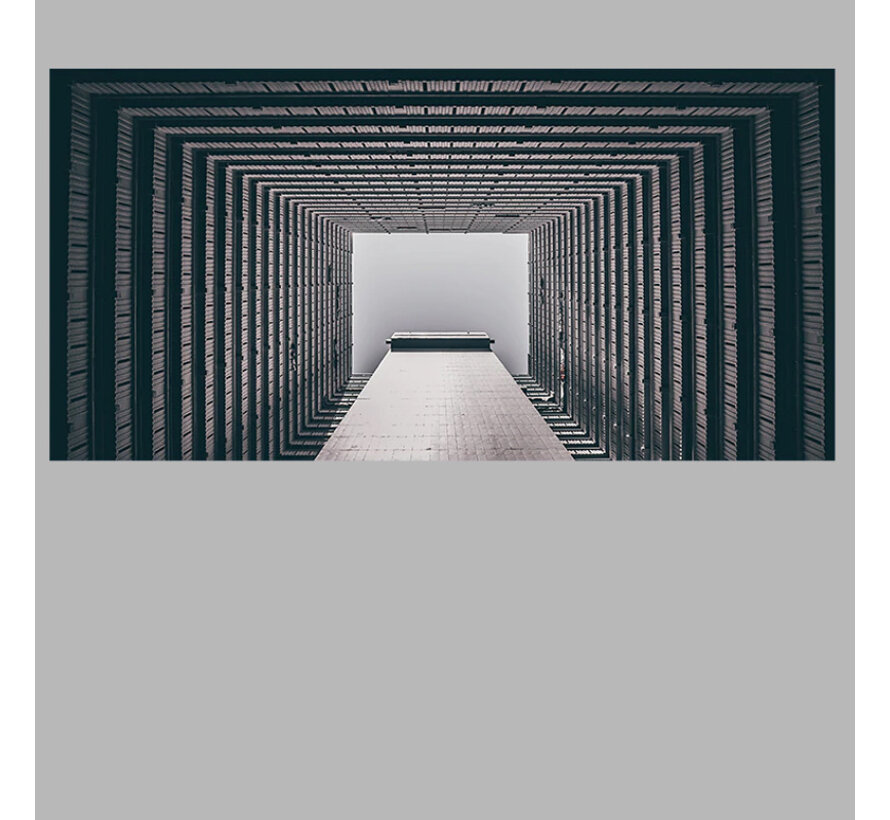 Allernieuwste.nl® Canvas Schilderij Moderne Industriële Stijl Geometrie - Industrieel Retro - Zwart wit - 70 x 140 cm