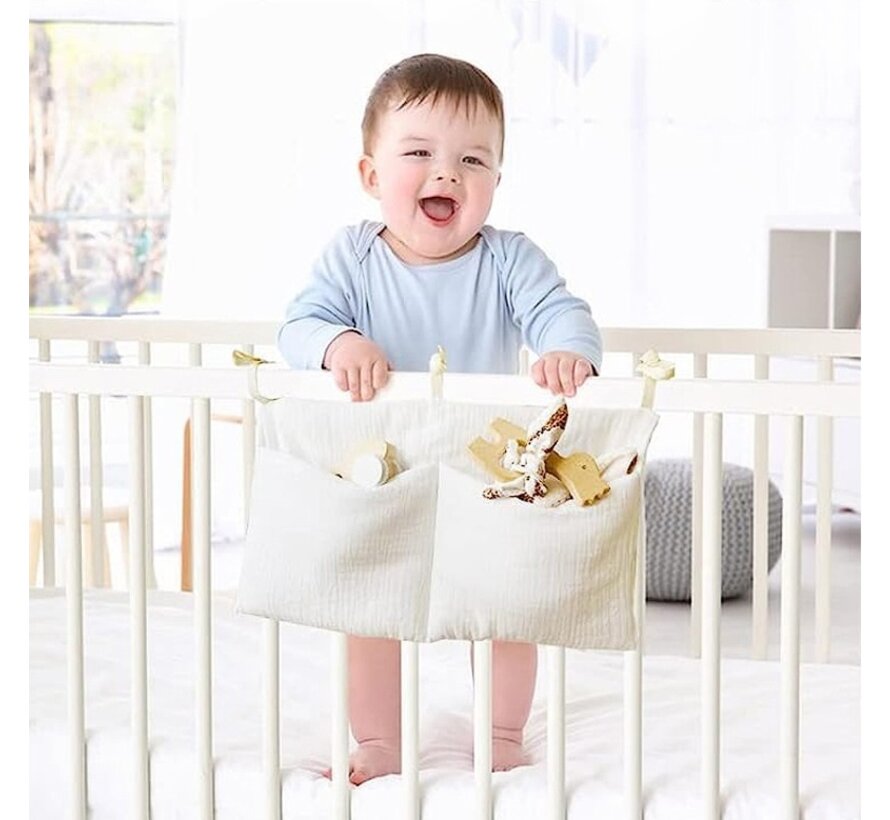 Allernieuwste.nl® Baby Bed Baby Box Opbergzak - Opbergzak met Touw - Storage Bag - Wit - 38 x 18 cm