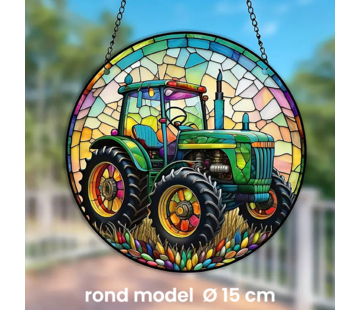 Allernieuwste.nl Ronde Raamhanger Raamdecoratie John Deere Tractor Boerenbedrijf - 15 cm
