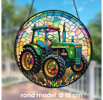 Allernieuwste.nl Ronde Raamhanger Raamdecoratie John Deere Tractor Boerenbedrijf - 15 cm