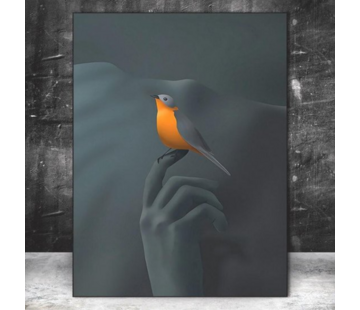 Allernieuwste.nl Canvas Schilderij Vogel op de Vinger - 50 x 70 cm