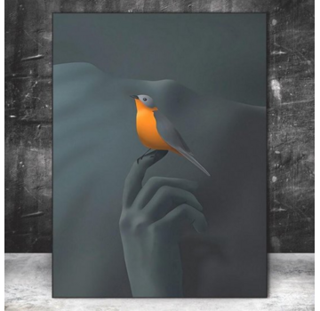 Allernieuwste.nl Canvas Schilderij Vogel op de Vinger - 50 x 70 cm