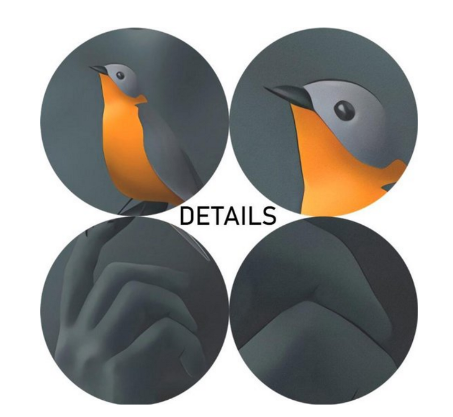 Allernieuwste.nl® Canvas Schilderij * Vogel op de Vinger * - Kunst aan je Muur - Modern Realistisch - Kleur - 50 x 70 cm