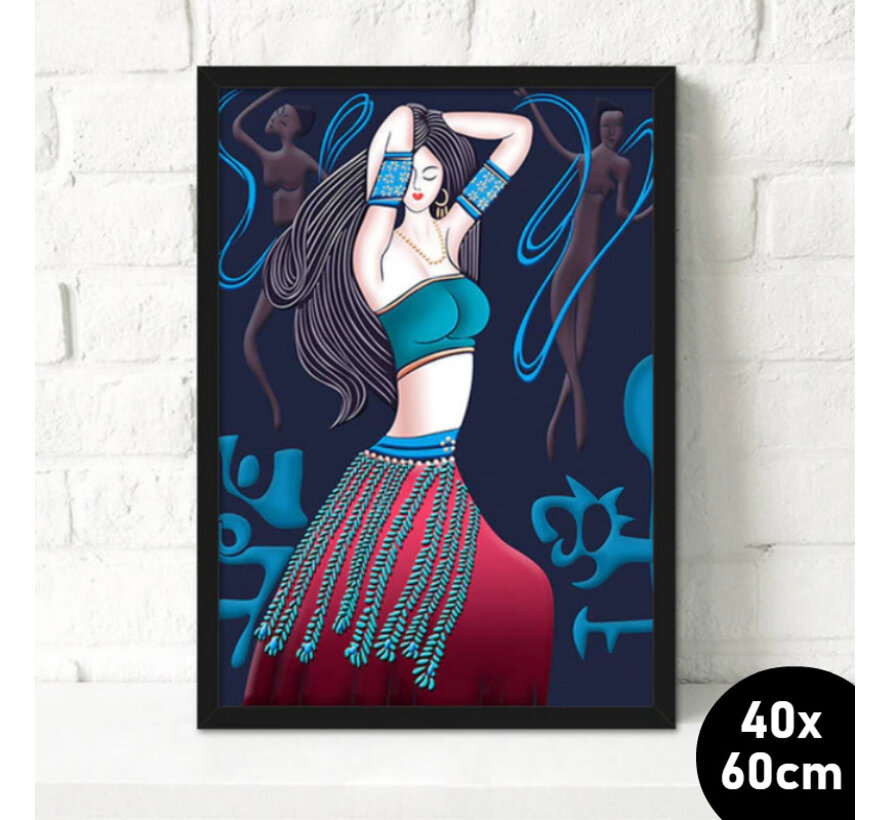 Allernieuwste.nl® Canvas Schilderij * Mooie Oosterse Dame -1 * - Modern - kleur - 40 x 60 cm