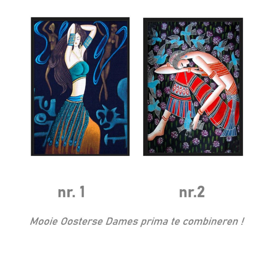 Allernieuwste.nl® Canvas Schilderij * Mooie Oosterse Dame -1 * - Modern - kleur - 40 x 60 cm