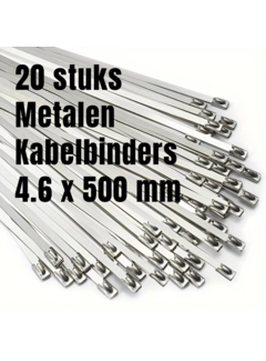 Allernieuwste.nl 20 STUKS RVS Metalen Kabelbinders - 4.6 x 500mm