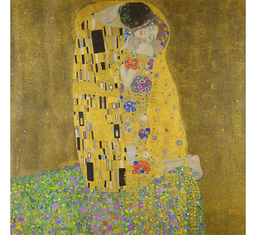 Allernieuwste.nl Allernieuwste.nl® Canvas Schilderij Gustav Klimt - De Kus -Symbolisch - Goud-Kleur - 60 x 60 cm