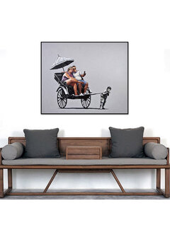 Allernieuwste.nl Canvas Schilderij Banksy RIKSJA TOERISME - 40 x 50 cm