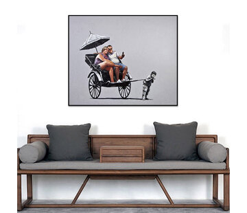 Allernieuwste.nl Canvas Schilderij Banksy RIKSJA TOERISME - 40 x 50 cm