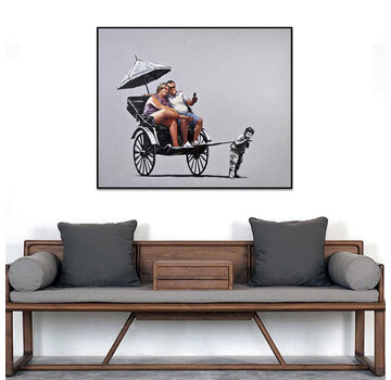 Allernieuwste.nl Canvas Schilderij Banksy RIKSJA TOERISME - 40 x 50 cm